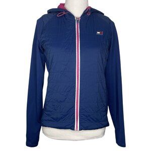 Tommy Hilfiger Womens Jacket Size Small Hooded Full Zip Active Thumbholes Blue